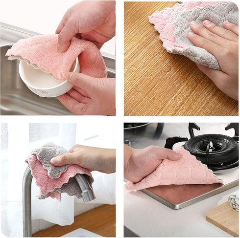 10 Pack Kitchen Cloth, Microfiber Dish Towels Washcloths, Super Absorbent Coral Velvet Dishtowels, Premium Cleaning Cloths,Non-Stick Oil Quick Dry...