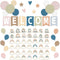67 Pieces Simply Boho Welcome Classroom Bulletin Board Set Rainbow Bulletin Board Classroom Decoration Balloon Paper Fans Cutouts for Primary Scho...