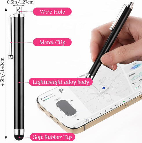 Stylus Pens for Touchscreens,6 Pack High Precision Replaceable Thin Tip Stylus Rubber Stylus Pen for Smartphone and Tablets All Universal Touchscr...