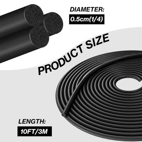 10FT Backer Rod 1/4 Inch Diameter Foam Caulk Concrete Expansion Joint Filler Black Rubber Caulk Saver Weather Stripping Concrete Filler Rope for G...