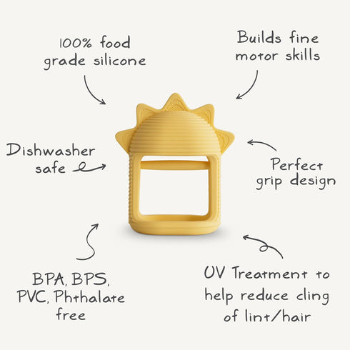 mushie Silicone Baby No-Drop Sun Teether Toy...