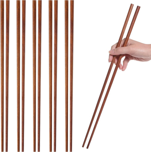 6-Pairs 16.5-Inch Wooden Cooking Chopsticks Set - Long Reusable Chopsticks for Wok Cooking, Noodle Frying, and Asian Deep-Frying - Ideal for Kitch...