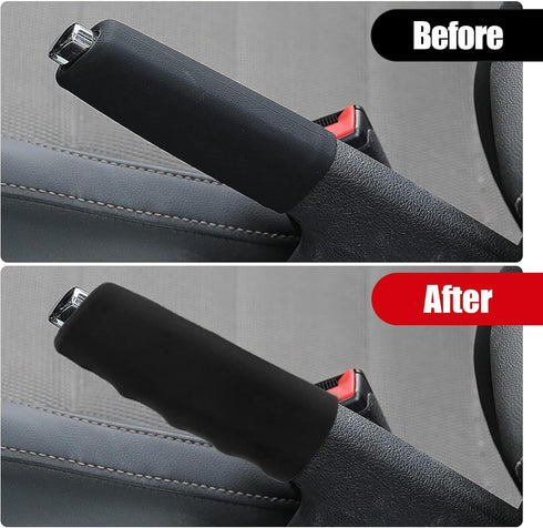Pack-1 Car Handbrake Cover, Wave Shaped Handbrake Protector, Silicone Decorative Cover, for Car Brake Levers (Black)...
