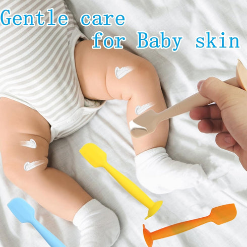 Baby Diaper Cream Spatula 3 Pack Butt Paste Spatula Soft Silicone Diaper Cream Applicator Butt Spatula Baby With Suction Cup Base (Light Blue, Yel...