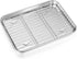 P&P CHEF 9 Inch Baking Sheet Pan with Rack Set, Stainless Steel Cookie Sheet Pan Tray with Cooling Rack for Oven Use, Cooking Roasting, Non Toxic ...