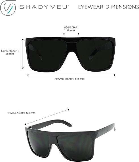ShadyVEU Oversized Super Dark Lens Square Sunglasses Flat Top Large Black Out Shades for Migraines, Light Sensitivity...