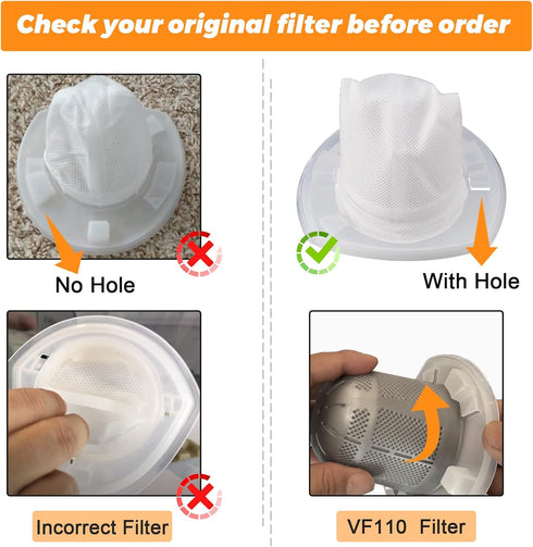 6 Pack VF110 Vacuum Filter-Compatible for Black and Decker Hand Vacuum Filter by Blutoget - Replaces CHV1410L CHV9610 CHV1210 CHV1510 CHV1410L32 H...