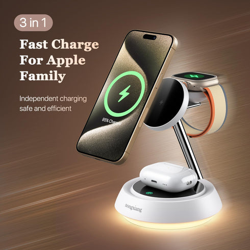 3 in 1 Charging Station for Apple Devices, 18W Fast Magnetic Wireless Charger Stand Compatible with iPhone 15/14/13/12/Pro/Pro Max/Plus/Mini, and ...