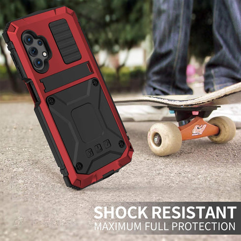 Compatible for Samsung Galaxy A32 5G Case, Aluminum Metal Gorilla Glass Waterproof Shockproof Heavy Duty Sturdy Protector Cover,with Built-in Fold...