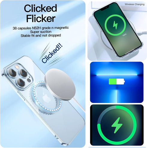 MGQILING Compatible with iPhone 13 Pro Max Magnetic Glitter Case, Luxury Plating Cute Bling Clear Phone Case, Compatible with MagSafe for Women Gi...