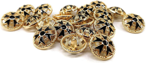 Black Arrowhead Golden Hollow Metal Base Shank Buttons 20 Pcs - 18mm, 23/32"...