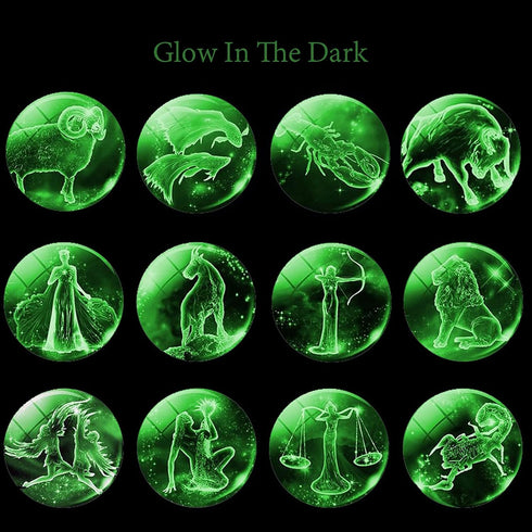 Zodiac 12 Constellations Charm Luminous Crystal Ball Pendant Key chain...