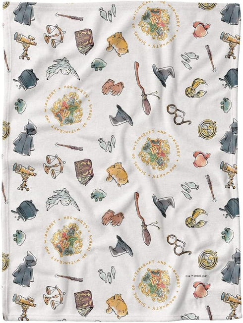 Harry Potter Lightweight Baby Blanket, 30"X40", Whimsical Icons Unisex for Infants Girls & Boys...