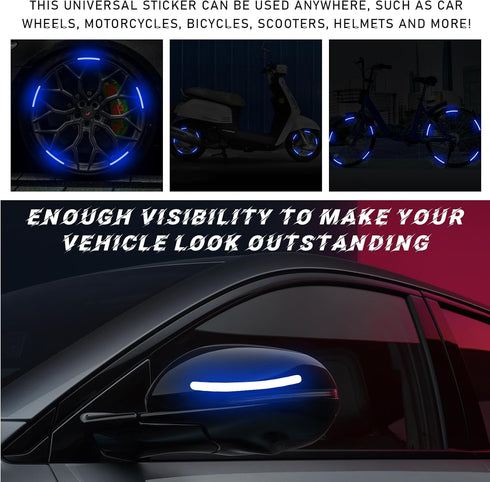 20PCS Reflective Car Wheel Decorative Stripe Stickers, Anti-Scratch Night Safety Warning Sticker, Fluorescent Tire Rims Decal, Auto Exterior Decor...