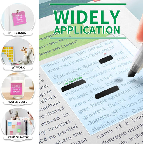 Upgraded Version 12 Clear Notes, 600 Sheets Waterproof Translucent Color Notes, Color PET Creative Sticker Fluorescent Film for Memo, Reading, Stu...