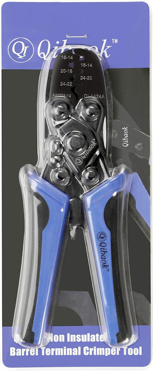 Qibaok Open Barrel Terminal Crimper Plier Tool for Molex Style DELPHI AMP TYCO Crimping Terminals 24-14 AWG...