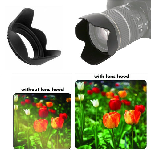 55mm and 58mm Digital Tulip Flower Lens Hood for Nikon D3500, D5600, D3400 DSLR Camera with Nikon 18-55mm f/3.5-5.6G VR AF-P DX and Nikon 70-300mm...