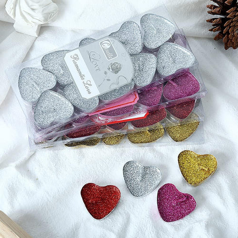 Bling Bling Tealight Candles Heart-Shaped,10PCS Love Romantic Candle with 100PCS Silk Rose Petals,Mini Candle Discs for Weddings,Anniversaries,Bir...