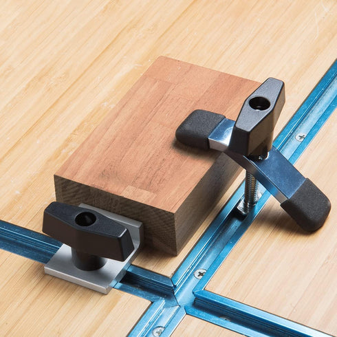 POWERTEC 1/4"-20 T Knobs 10 Pack, Clamping Knobs with Steel Insert for T Track Bolts, Thumb Screw Threaded Knobs for T Track Accessories, Feather ...