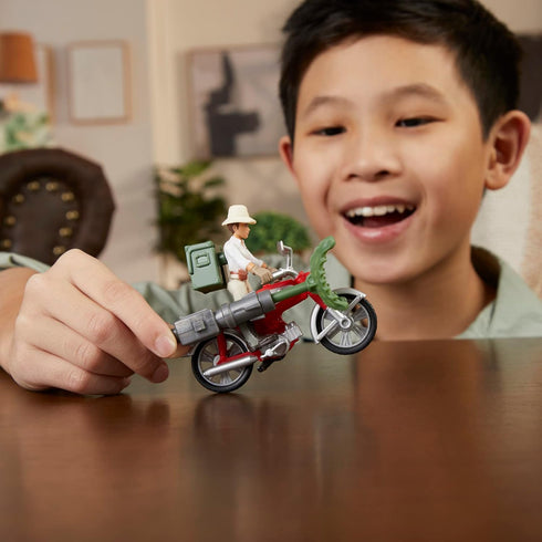 Indiana Jones Worlds of Adventure Helena Shaw Action Figure with Motorcycle Toy, 2.5-inch, Action Figures for Kids Ages 4 and Up...