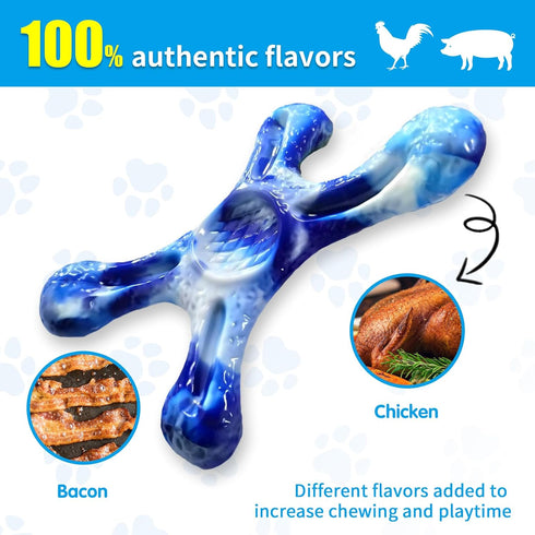 2 Pack Dog Chew Toy for Aggressive Chewers,Chicken Flavor,Nylon Material for Medium Large Breed Dogs (Large, Chicken)...