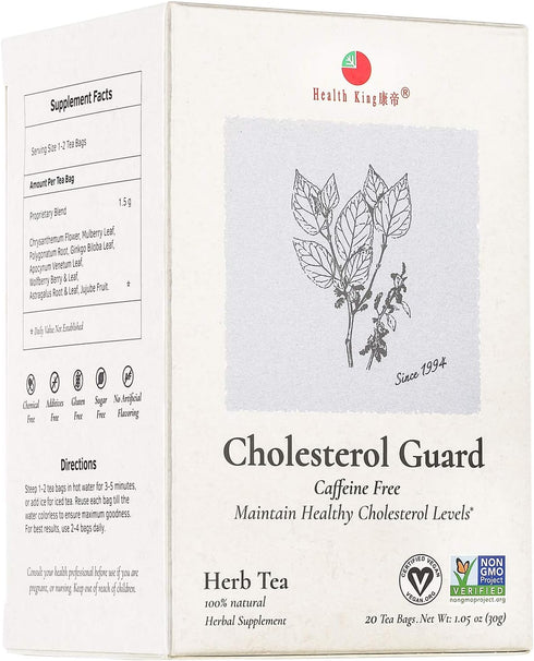 Health King Cholesterol Guard Herb Tea, Teabags, 20 Count Box...
