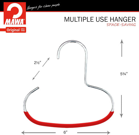 Mawa Scarf, Shawl, Belt, and Accessory Organizer, Non-Toxic Metal Hanger with Grip Coating, Easy Access Open Hook, Model G-1 Space Saving Design, ...