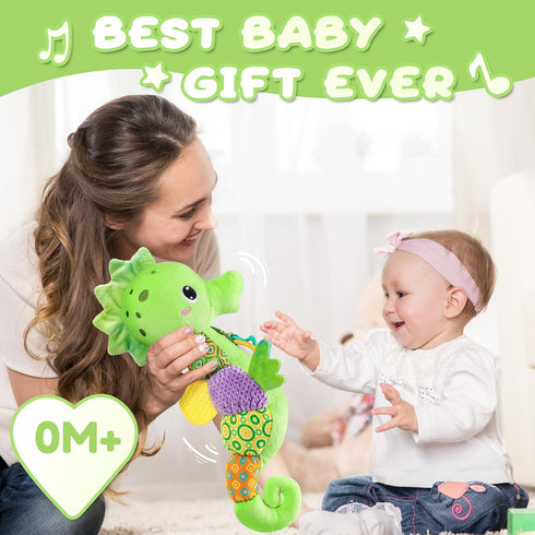 Baby Toys 0 to 12 Months, Musical Stuffed Animal Activity Soft Toys with Multi-Sensory Crinkle, Rattle and Textures, Infant Tummy Time Toys for Ne...