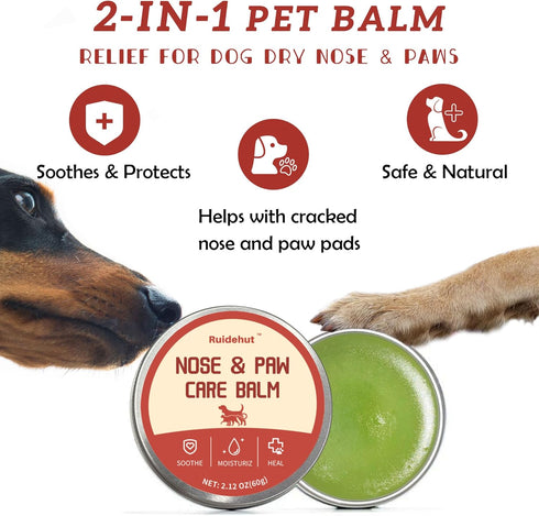 Dog Paw Balm | Dog Nose Balm | 2-in-1| Soothes, Heals, and Moisturizes Dry, Cracked Noses and Paws | Natural Plant Ingredients, Gentle and Safe - ...