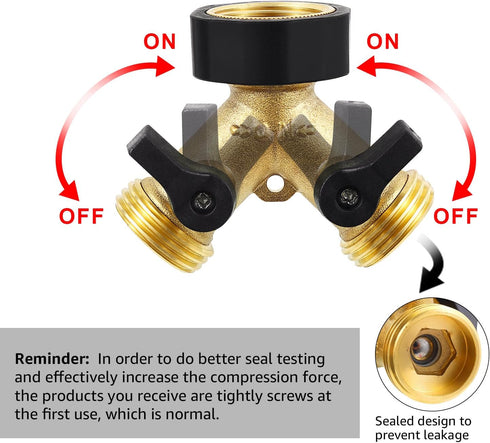 Heavy Duty Garden Faucet Splitter Hose Splitter with Shut-Off Valves Garden Hose Splitter Y Splitter Connect Faucet for Outdoor Garden Irrigation ...