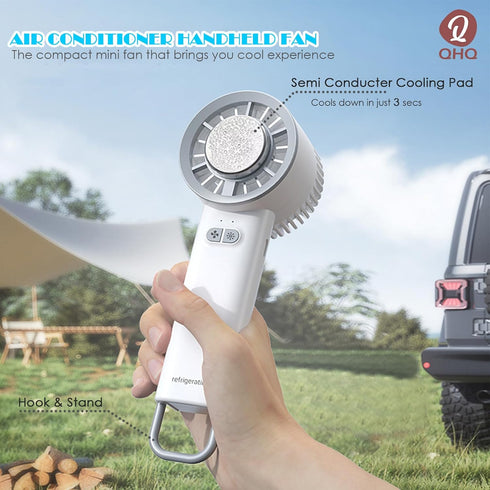 Ice Cooling Handheld Fan, 3s Instant Cool Down Refrigerating Ice Rubbing Pad, Portable Mini Air Conditioner Fan...