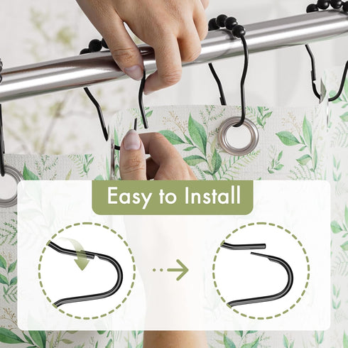 Amazer Matte Black Shower Curtain Rings - Set of 12 - Rust-Resistant Metal Shower Hooks for Bathroom Shower Rod...