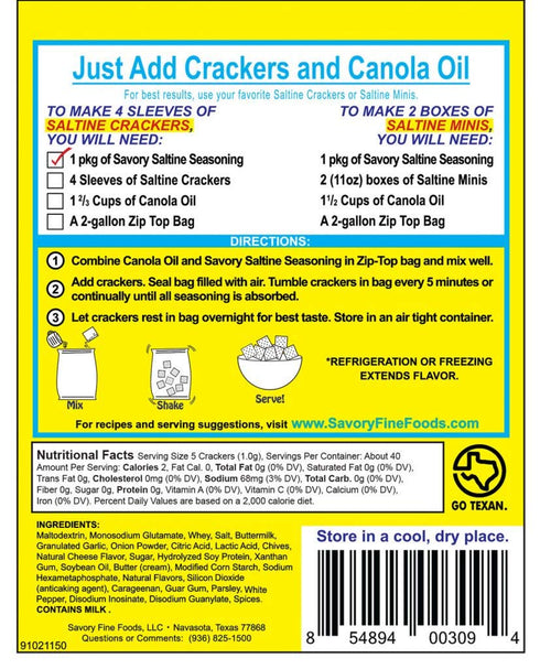 Savory Saltine Seasoning, 1.4 Ounce, Light Salt, 1 Pack...