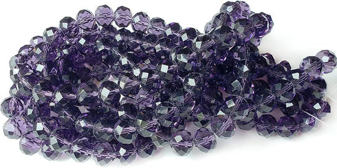 10mm Violet Rondelle Glass Beads for Jewelry Making 200pcs Faceted Briolette Shape Crytal Spacer Beads Assortments Supplies Accessories for Bracel...