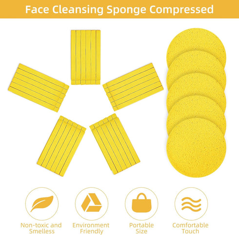 Compressed Sponges Cellulose Sponges Natural Cosmetic Spa Sponges for aesthetic skincare Facial Cleansing Exfoliating Mask Makeup Removal 120 Coun...