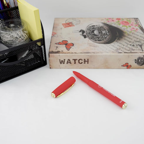 Fengtaiyuan R038P18x6 Red Gel Ink Rollerball Pens - Comfortable Non-Slip Grip, Red Ink, Ultra Fine, 0.38mm, Quick-Drying Ink, 6-Piece Box (R038P18...