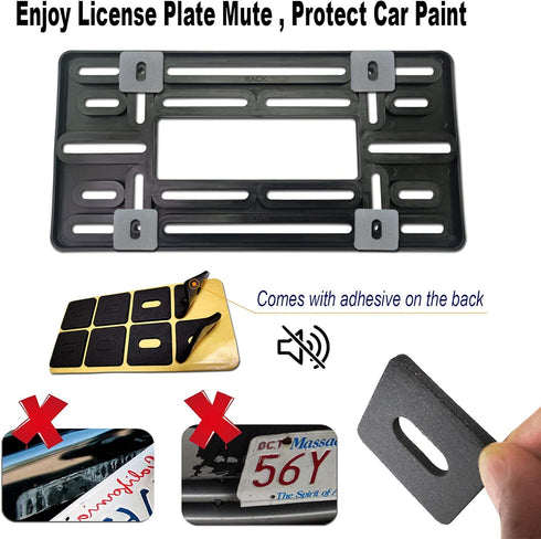 Front License Plate Mounting Kit- Stainless Steel License Plate Frame and Universal Bracket for No Drilling Hole Front Bumper, Car Tag Cover Adapt...