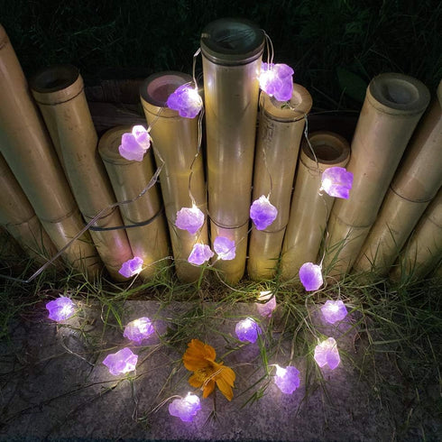 Genuine Amethyst Crystal Decorative Lights Cute Fairy String Lights 10ft 30 Natural Stones with Remote for Bedroom Hanging Ornaments Reiki Party N...