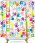 Handprint Bathroom Curtain Watercolor Rainbow Color Bathroom Curtain for Kids Bathroom Curtain, Washable Polyester Fabric Shower Curtains, 72 X 72...