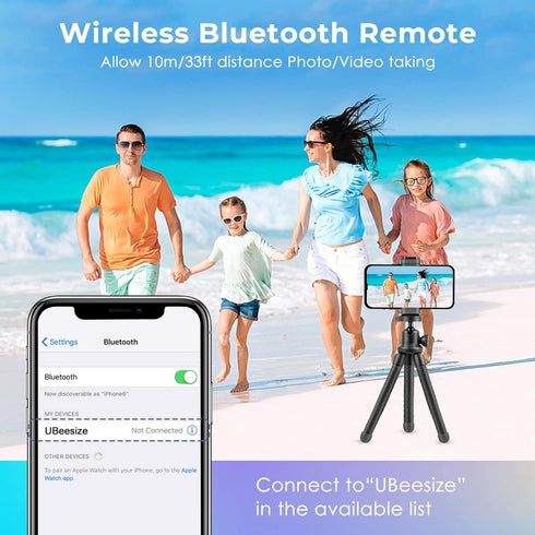 UBeesize Phone Tripod, UBeesize 12 Inch Flexible Cell Phone Tripod Stand Holder with Wireless Remote Shutter & Universal Phone Mount, Compatible w...