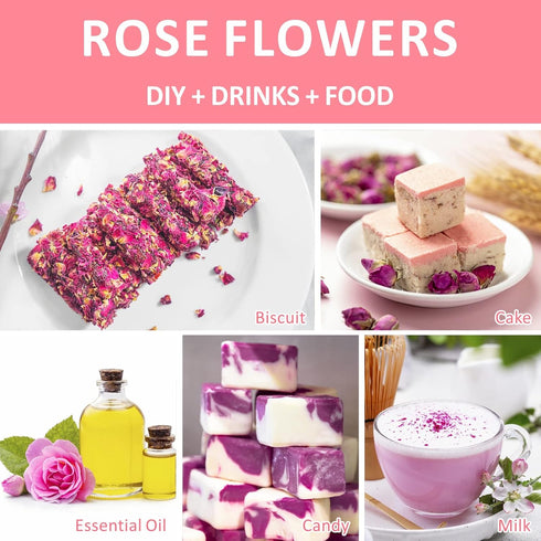 Goofoo Dried Rose Buds Rose Tea, Edible Whole Dry Roses, Premium Loose Leaf Flowers Herb, Natural Healthy Herbal Tea Beverages, Ideal for Gift, 2....