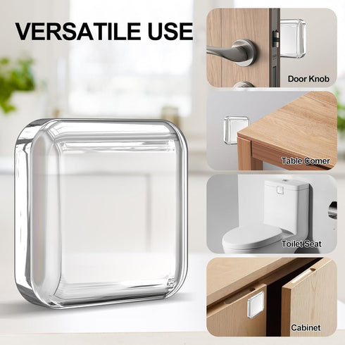 Door Stoppers Wall Protector, 8 PCS Silicone Door Knob Wall Protector with Strong Self-Adhesive Backing, Upgraded Thickened Reusable Door Bumper -...