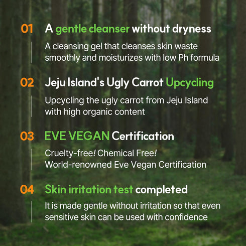 VPROVE Real Carrot Cleansing Gel 200ml 6.76 fl. oz. | Low pH Facial cleanser | Cleansing foam | Foam Cleanser | Hydrating | Soothing | Korean Skin...