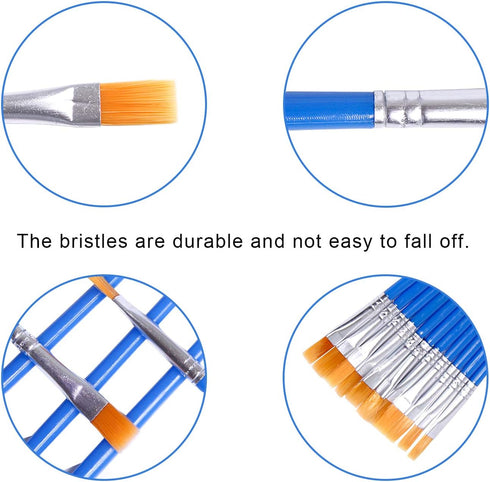 DECYOOL 100 Pcs Flat Paint Brushes,Small Brush Bulk for Detail Painting,Nylon Hair Brushes Acrylic Oil Watercolor Fine Art Painting for Kids,Child...