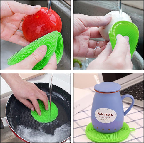 Openfly Flexible Vegetable Brush Fruit and Vegetable Brushes, Vegetable/Fruit Peeler with Brush Bendable Fruit Brush Scrubber for Food Veggies Car...