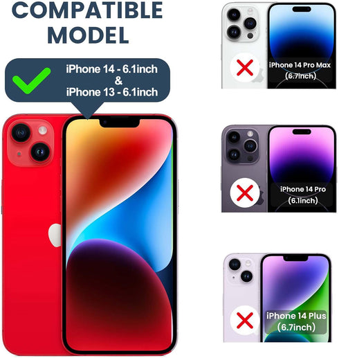 Goton for iPhone 14 & iPhone 13 Case with Screen Protector - Slide Camera Cover Phone Case with Ring Stand, Heavy Duty Military Grade Shockproof R...