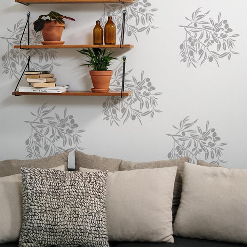 FINGERINSPIRE Olive Tree Branch Stencil for Painting 11.8x11.8 inch Reusable Olive Tree Pattern Drawing Template Plastic PET Tree Branches Paintin...