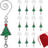 Ornament Hooks - Christmas Tree Shaped - S-Hook & Lobster Claw - Set of 12 - Enameled Trees with Red & Green Ornaments - Each Measures 3.5" L...