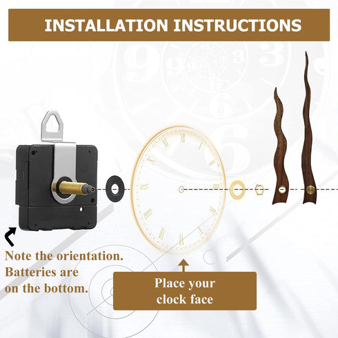 3 sets Clock Hands and Numerals, CNYMANY Walnut Wood DIY Digital Clock Numbers Wall Clock Hands Replacement Parts, Clock Movement Mechanism Kit Cl...
