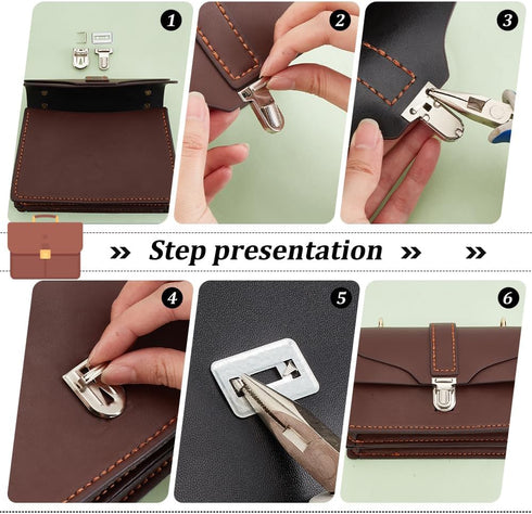 PH PandaHall 10 Sets Iron Tuck Lock Clasp Catch Purse Thumb Lock 35x25x11mm for Leather Bag Case Clasp Hangbag Purse Platinum...